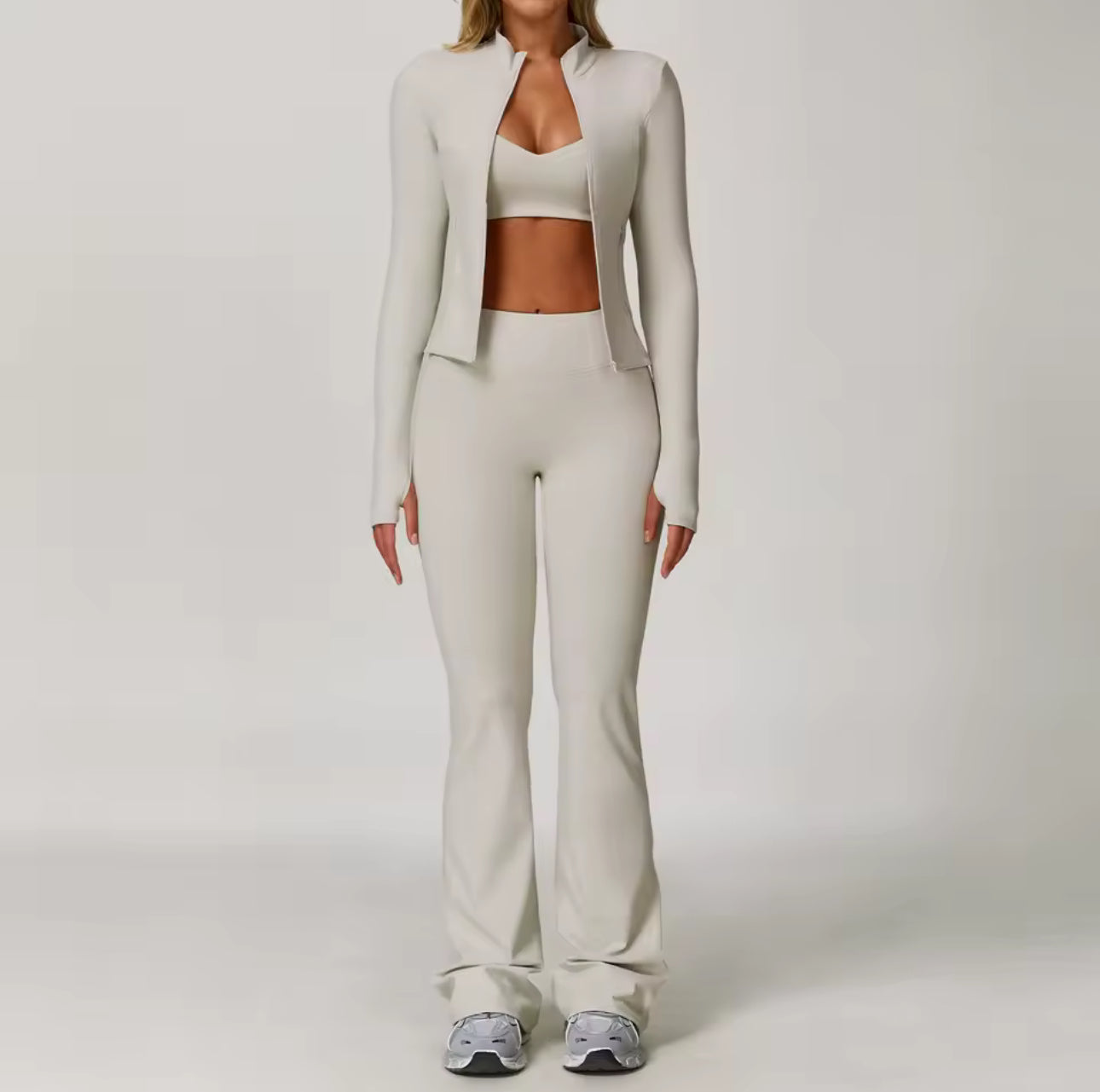 Conjunto deportivo de Yoga para mujer, chándal para correr, ropa de entrenamiento, Sujetador deportivo de manga larga, ropa atlética, 3 Uds.